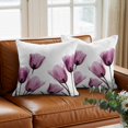 thumbnail image 3 of Purple Tulip Throw Pillow Cover X-ray Flower Transparent Floral Cotton Linen Cushion Cover Throw Pillow Case with Invisible Zipper for Couch Sofa Bed Chair Car 18x18 Inch, 3 of 14