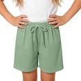 thumbnail image 2 of Mifsaly Kids Girls Ribbed Casual Shorts Drawstring Elastic Waist Summer Shorts Comfortable Lightweight School Play Everyday Wear Clothes, 2 of 5
