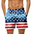thumbnail image 2 of Huowey Casual Swim Trunks For Men Independence Day Patriotic Graphic Stars Striped Print Summer Beachwear Lightweight Elastic Waistband Wide Leg Loose Fit 4Th Of July Beach Shorts,Blue,XXS, 2 of 4