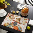thumbnail image 4 of Fall Scarecrows Placemats Set of 4, Thanksgiving Autumn Pumpkins Leaves Beige Washable Wipeable Table Mats for Dining Tables, Indoor Outdoor Kitchen Place Mats for Holiday Party Table Decor, 4 of 9