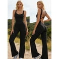 thumbnail image 2 of KEFIRLILY Women's Seamless Halter Neck Jumpsuit, High Stretch Butt Lifting Flare Leg Yoga Romper, Deep V Cross Back Athletic One-Piece for Gym Workout Running Casual, 2 of 6