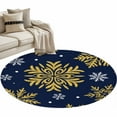 thumbnail image 6 of Navy Blue Christmas Round Rug 3ft Washable Circle Entryway Rugs Non Slip Winter Xmas Snowflakes Textured Area Rug Indoor Floor Carpet for Bedroom Kitchen Living Room Home Office Dining Room Nursery, 6 of 8