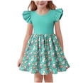 thumbnail image 2 of ATOGUTA Girls Special Occasion Dress Ruffle Sleeve Easter Dresses Girl Long Midi Springs Dress Kids Smocked Flare Summer Dress Size 3T-14. Green, 2 of 6