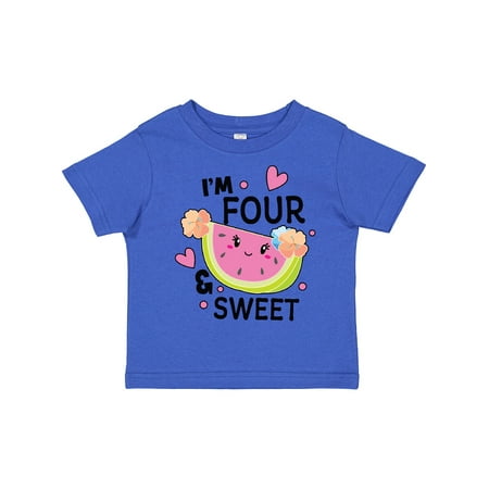 

Inktastic I m Four and Sweet with Cute Watermelon Gift Toddler Toddler Girl T-Shirt