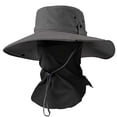 thumbnail image 6 of XIAOCHA Mens Detachable‑Mask Boonie Hat Solid Sun Hat Outdoor Wide‑Brim Hat,OTHER4, 6 of 6