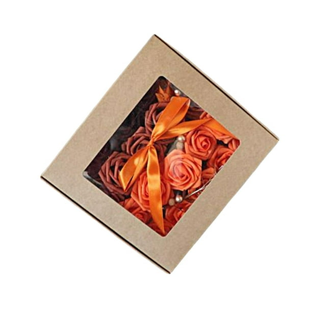 Caja de flores artificiales multiusos, decoración romántica, fácil de mantener, ideal para proyectos DIY. Naranja roja