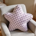 thumbnail image 6 of MMJ Grid Fabric Five Pointed Star Plush Cushion Soft Lumbar Throw Pillow for Sofa Bedroom Living Room Home Decorative, 6 of 7