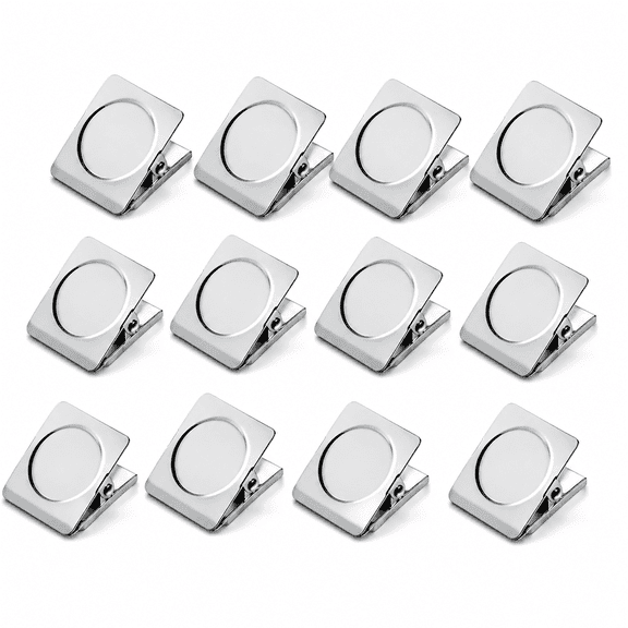 12 Pack 1.5 Inch Magnetic Clips, Heavy Duty Metal Magnet Clips for Hanging, Whiteboard, Refrigerator, Office and Classroom Organization