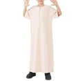 thumbnail image 4 of KAUOD Teen Kids Half Zipper Muslim Thobe Plain Short Sleeve Pullover Abaya Robe Long Thobe Clothes for Boys Girls, 4 of 8