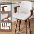 thumbnail image 6 of Set of 3 Counter Height Swivel Bar Stools with Arms, Mid-Century Modern Bentwood Design, PU Leather Upholstery, White, 6 of 7