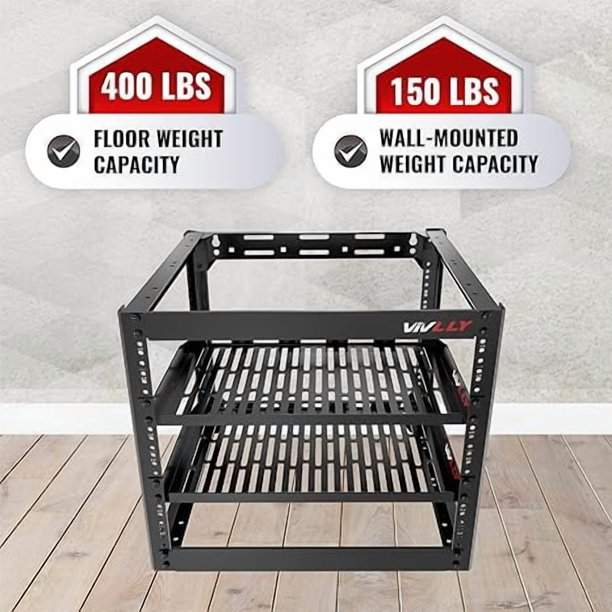 Vivlly, Server Rack, 10U Open Frame, Heavy Duty, 400lbs Capacity
