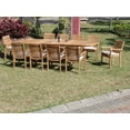thumbnail image 4 of Teak Dining Set:10 Seater 11 Pc - Large 117" Mas Trestle Leg Oval Table and 10 Hari Stacking Arm Chairs Outdoor Patio Grade-A Teak Wood WholesaleTeak #WMDSHRa, 4 of 4