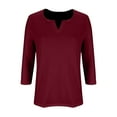thumbnail image 5 of Utoimkio 3/4 Sleeve Blouses for Women Plus Size V Neck Shirts Casual Solid Color Lightweight Loose Fit Tee Tops for Women, 5 of 5
