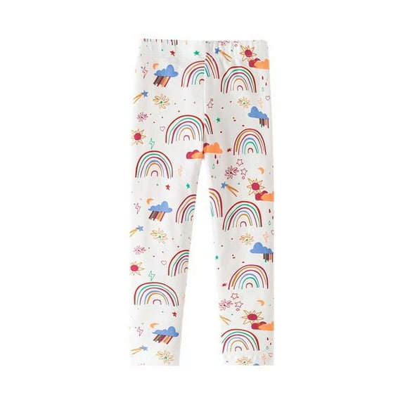 ZACPNCV Girls Printed Leggings Toddlers Active Stretch Leggings Little Girls Yoga Pants Multicolor 5 Years