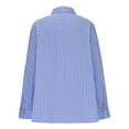 thumbnail image 2 of Ladies Button Down Shirts Striped Long Sleeve Dressy Casual Tops Relaxed Fit Lapel Blouses Office Work Wear (XL, Blue), 2 of 6