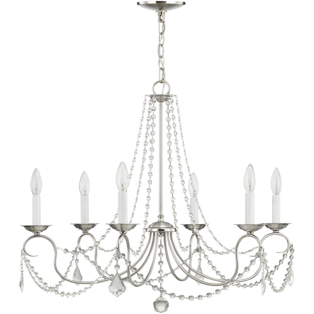 6 Light Brushed Nickel Chandelier with Steel base material