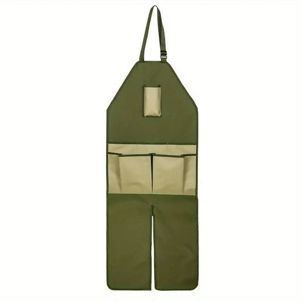 Delantal Delantal de lona resistente de una pieza con múltiples bolsillos para jardinería y carpintería (verde) Rkxzt