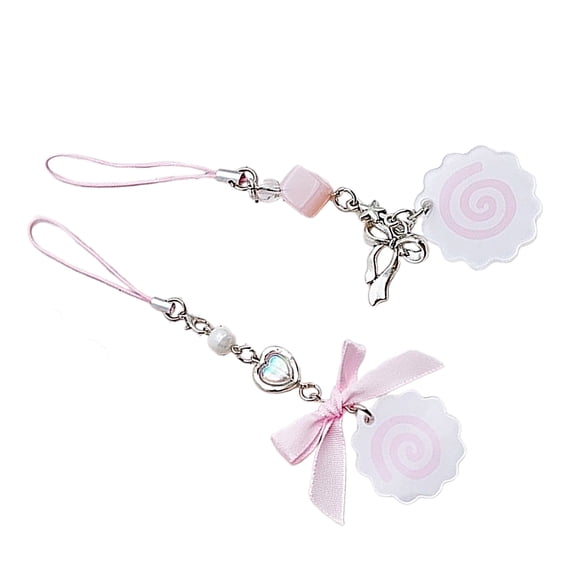 Delightful Japanese Style Keychain Bag Pendant Fish Cake Heart Bead Pendant Great for Camera Phones and Key Accessory