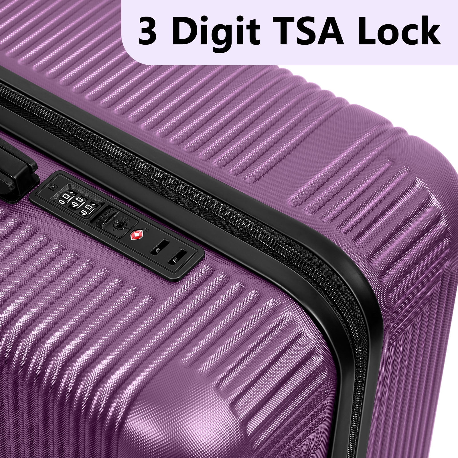 Horizontal Stripe Luggage Travel 5-Piece Set Purple - Walmart