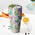 thumbnail image 3 of Butterfly Tumbler with Lid and Straw- Butterfly Gifts for Women - Purple Butterflies Cup, Skinny Tumbler, Water Bottle, Coffee Mug - Metal Thermal Insulated Tumblers 30 Oz - Butterfly Decor, Stuff, 3 of 7