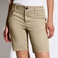 thumbnail image 6 of Womens Dress Shorts High Waist Work Twill Shorts with Pocket Straight Leg Casual Office Business Bermuda Short Khaki, M, 6 of 7