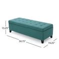 thumbnail image 5 of GDF Studio Wendover Contemporary Fabric Tufted Storage Ottoman Bench, Dark Teal and Dark Brown, 5 of 10