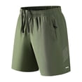 thumbnail image 3 of Big & Tall Athletic Shorts for Men Solid Casual Elastic Waist Breathable Workout Gym Running Shorts with Zipper Pockets (L, Army Green), 3 of 8