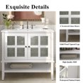 thumbnail image 6 of Christopher Knight Home 36" Bathroom Vanity with Sink, Textured Glass Doors, Open Shelf, White, 6 of 9