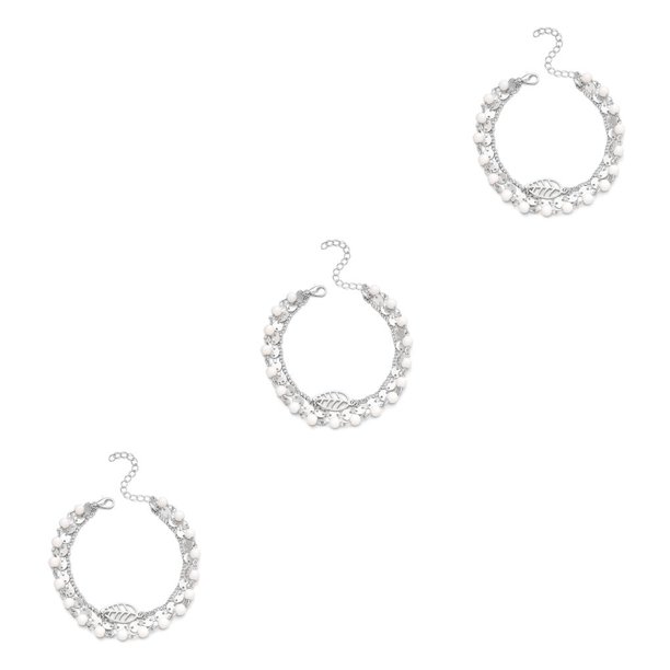 Qarigey para el tobillo Hoja en capas Oro Plata Pulseras de tobillo para el Día de San Valentín Plata Type1 NO1 Qarigey CBP253149