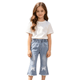 thumbnail image 4 of EnJoCho Teen Girls Jeans Straight Wide Leg Soli𝖽 Tone Elastic Waist Loose Denim Pants Stretch Trousers For Spring Autumn Back-to-School Outdoor Everyday Streetwear Casual Bottoms, 4 of 8
