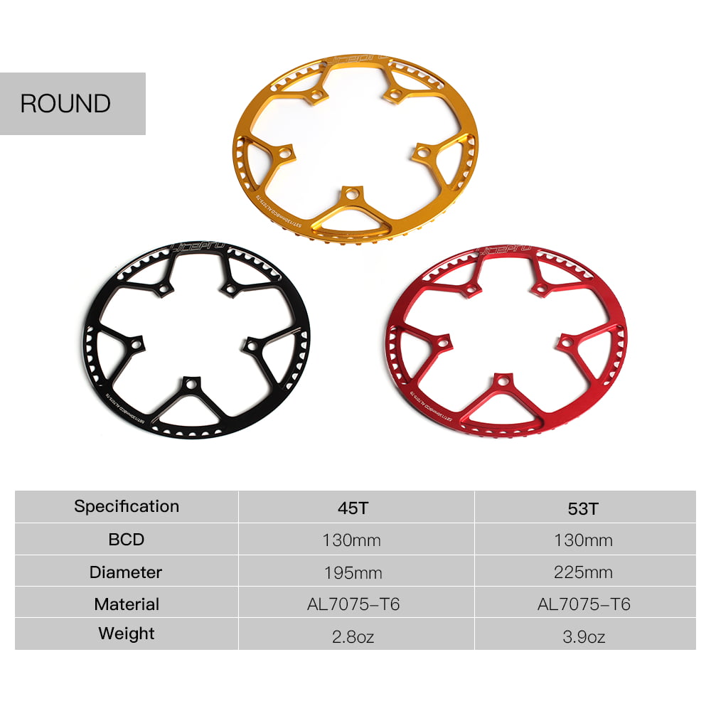 45T Bike Cycling Bicycle Chainring Folding Bike Chainwheel Oval Round Chain Ring BCD 130MM 5 Bolts Chainring 53T