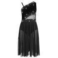 thumbnail image 2 of Jizyo Robe de Patinage Artistique pour Filles, Costume de Danse Lyrique de Ballet Brillant avec Strass, Jupe en Maille Contemporaine Noire 12, 2 of 6