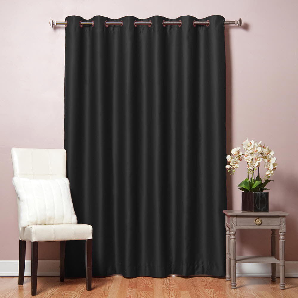 Quality Home Flame Retardant Wide Basic Blackout Curtain - Black - 80