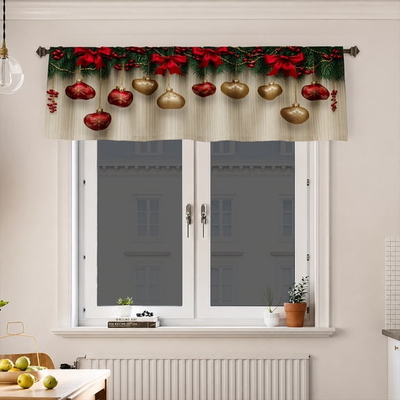 AshasdS Christmas Ornament Window Valance Holiday Curtain Valance Seasonal Winter Home Window Decoration