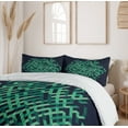 thumbnail image 6 of Ambesonne Geometric Duvet Cover Sets, Ombre Maze Lines, 2-King, Green and Blue, 6 of 7