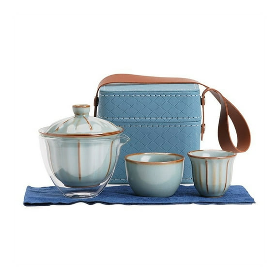 Outdoor travel tea set, tea service for adults, quick cup set, portable Chinese teapots, ceramic kung fu cup vintage office business teapot