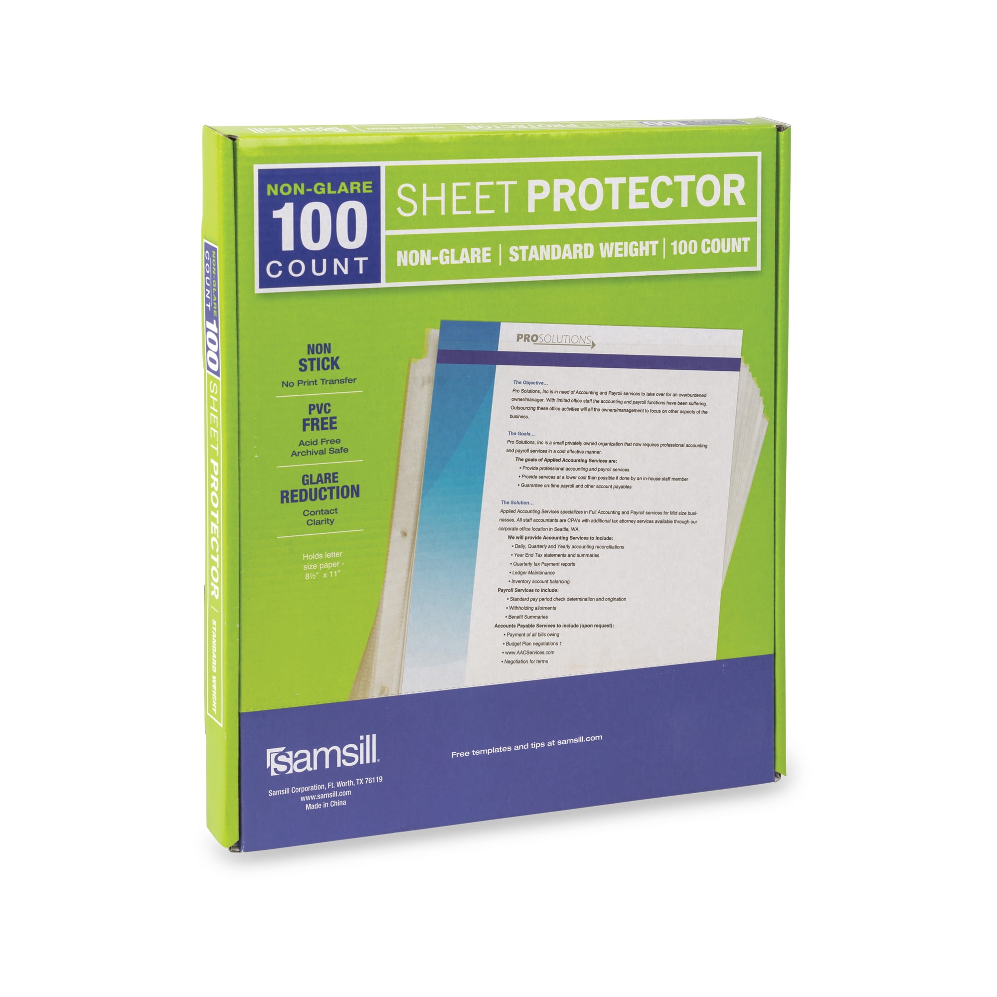 Samsill Economy Weight Non Glare Sheet Protector 100 Pack
