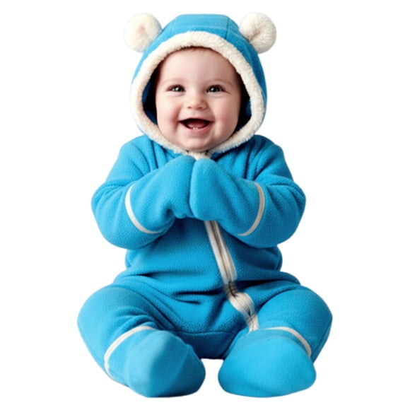 Enterito para Bebé PATPAT de Forro Polar con Capucha y Pies 0-3 Meses Azul