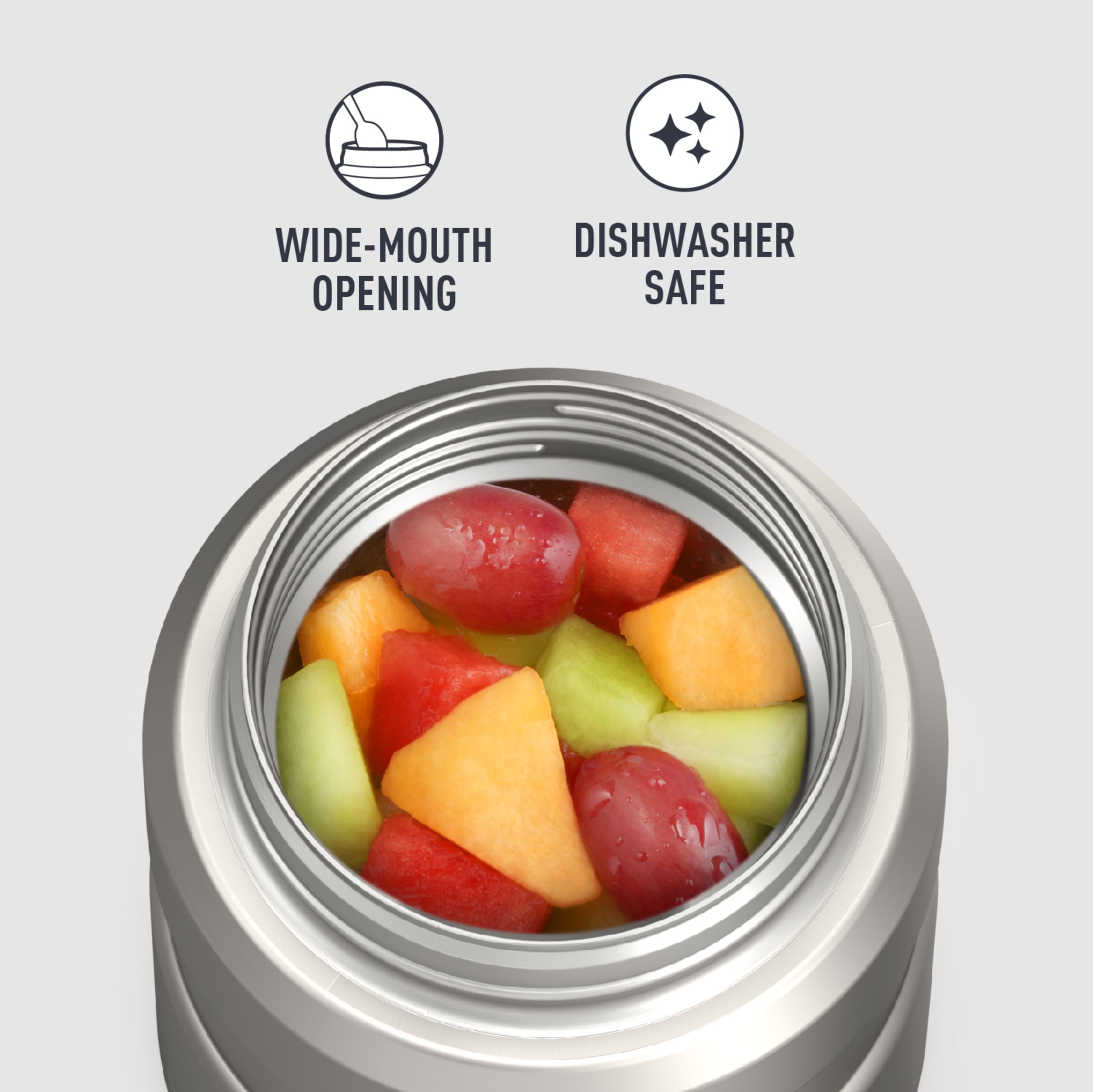 Thermos Stainless King Vacuum Insulated Food Jar with Folding Spoon, Matte Stainless, 16oz
