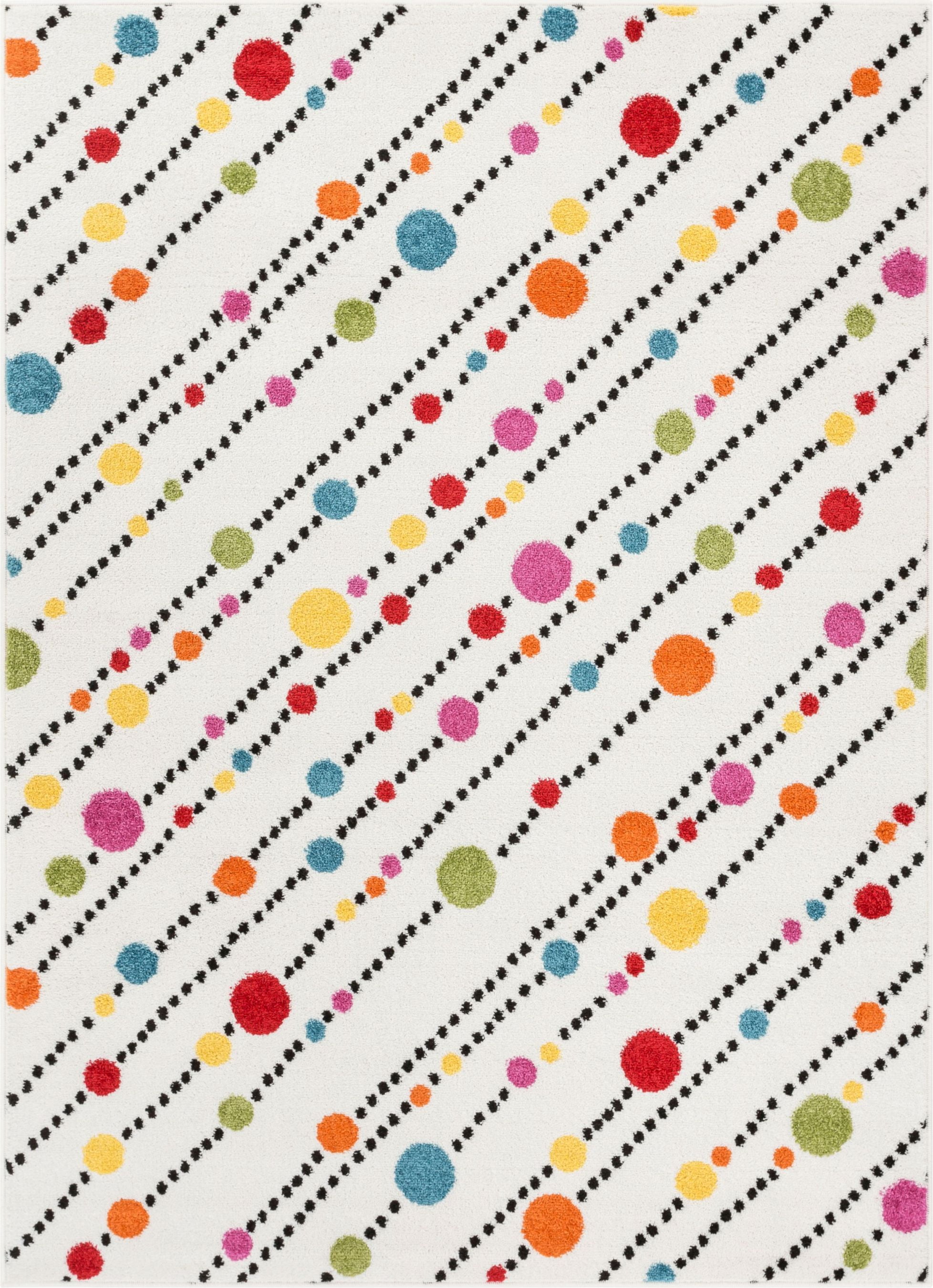 Well Woven StarBright Dandy Dots And Stripes Modern Geometric Kids Rug White 3'3" x 5' Area Rug