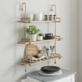 thumbnail image 3 of Wrenn 3-Tier Wall Shelves, Gold Metal with Natural Mango Wood, 3 of 10