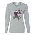 thumbnail image 2 of Wild Bobby Sock It to Cancer Monkey Tee USA Flag Sleeve Breast Cancer Awareness Women Graphic Long Sleeve T-Shirt, Heather Grey, Large, 2 of 6
