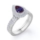 thumbnail image 4 of JeenMata Anillo Nupcial Estilo Victoriano con Halo Doble Pavé de 1,75 Quilates de Alejandrita y Moissanita Creada en Laboratorio Engastado en Oro Blanco de 18 K sobre Plata, 4 of 5