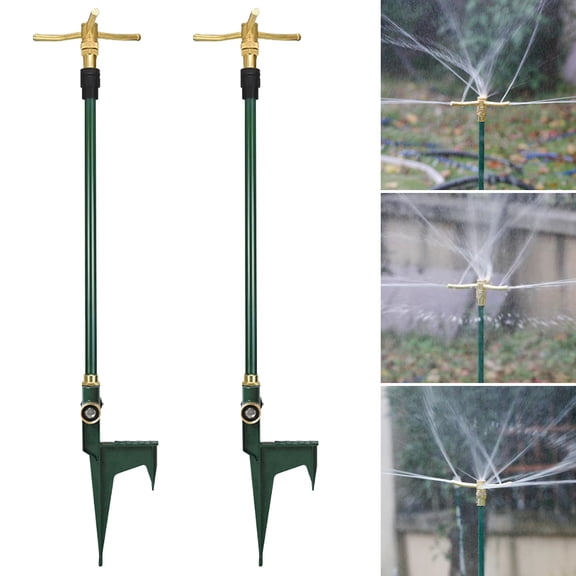2 Pack 3-Arm Garden Sprinkler, 360 Degree Rotation Lawn Sprinkler, High-Rise Lawn Watering Irrigation System, Adjustable Height