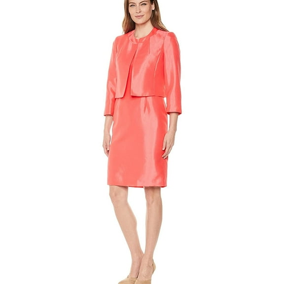 Le Suit Womens Fly Away Sheath Dress, Orange, 10