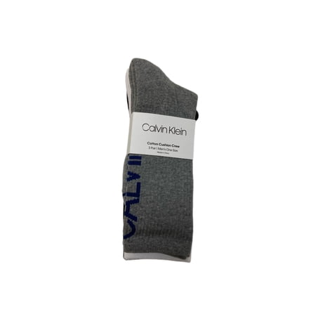 Calvin Klein Men's 3 Pair Cotton Cushion Crew Socks, Multicolor, 7-12