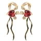 thumbnail image 1 of 1 par de pendientes de lazo con forma de corazón y gemas rojas, pendientes de botón, joyería para mujer, 1 of 6