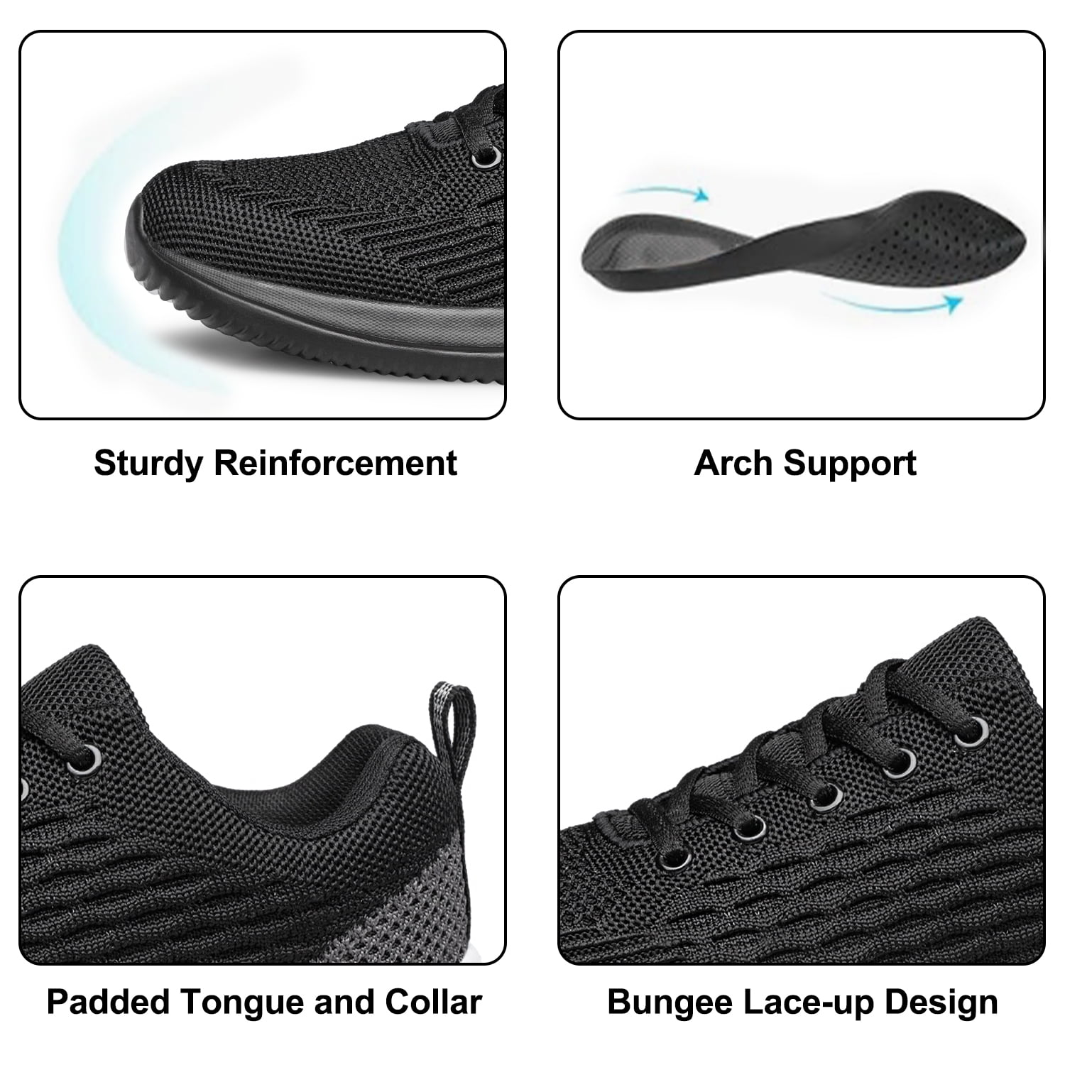 Mens Walking Shoes Non Slip Running Shoes Lightweight Tennis Shoes Breathable Workout Shoes Comfortable Fashion Sneakers Black Size 12