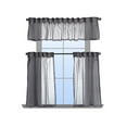 thumbnail image 2 of 3S Brother's Sheer Curtains Kitchen Valance Set of 3 Hanging Rod Pocket Window Valance Treatments Decorative Valances Tiers Café Curtains ( Grey 50"x14"Valance - 24"x30"Tiers), 2 of 6