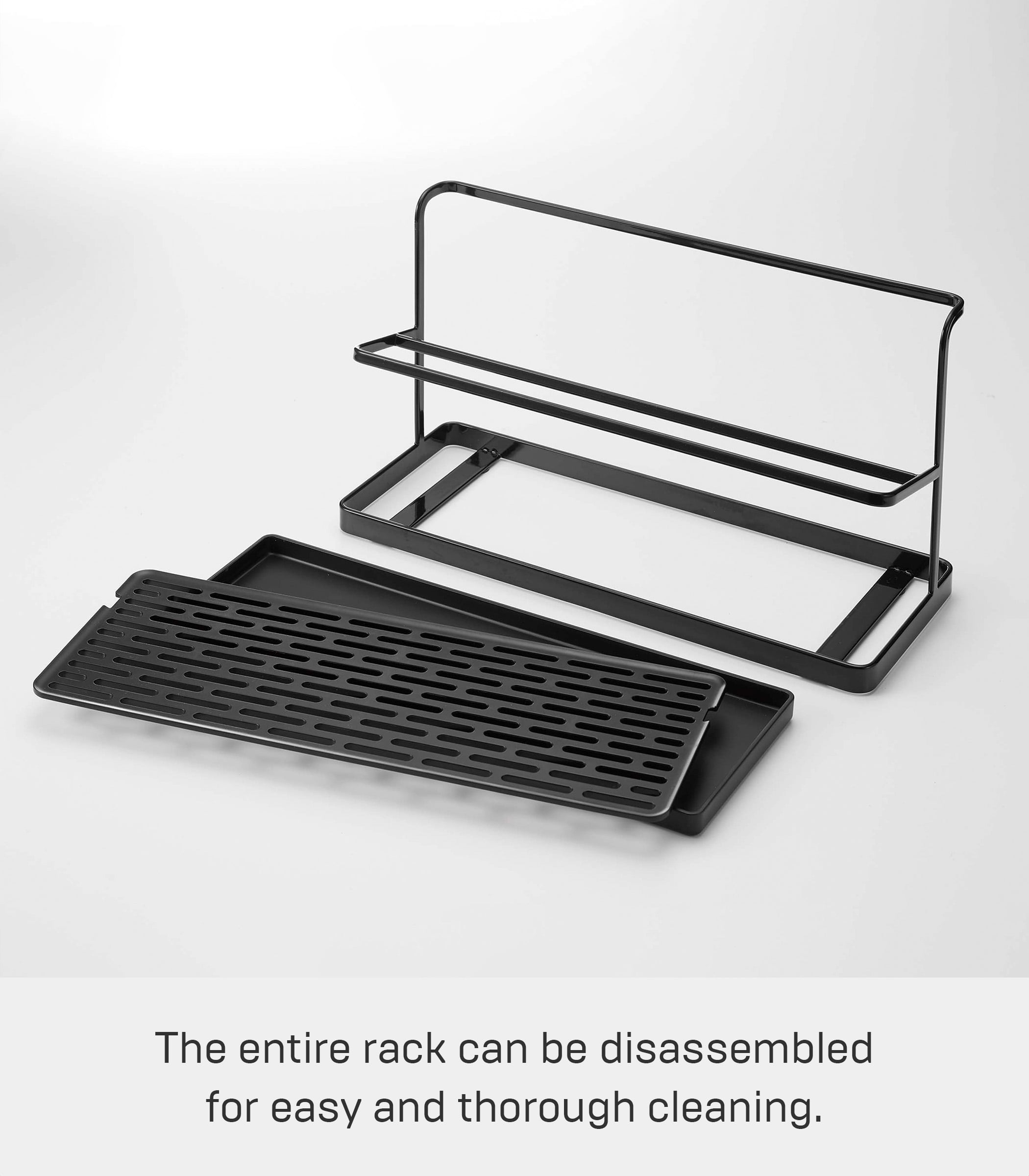 Yamazaki Home Countertop Bottle Drying Rack, Black, Steel, Supports 4.4 pounds, No Assembly